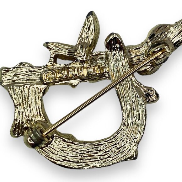 Sarah Coventry Script Letter P Branch & Leaves Gold Tone Brooch Pin - Picture 4 of 4